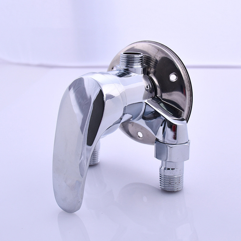 铜明装冷热三角淋浴锌合金混水阀龙头热水器卫生间浴室花洒水龙头