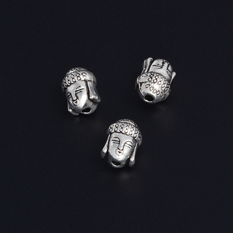 合金古银色 双面佛头宗教项链手链diy手工串珠 饰品配件 散珠批发