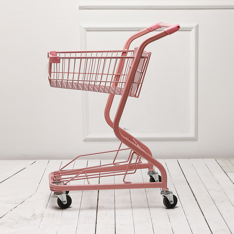 jeko&jeko粉色超市购物车手推车摄影道具网红店装饰家用小推车