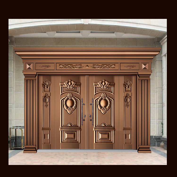 厂家直销防盗大门仿真铜门农村自建别墅客厅安全门豪华对开进户门