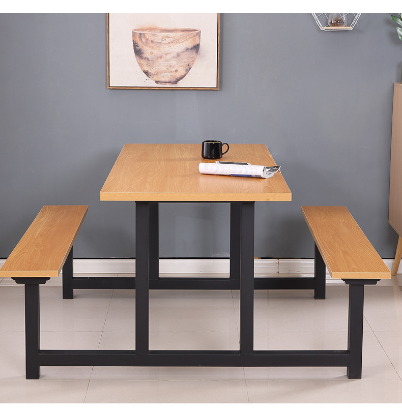 公司食堂餐桌4人6人8人学校学生职工工地简易环保加厚连体餐桌椅