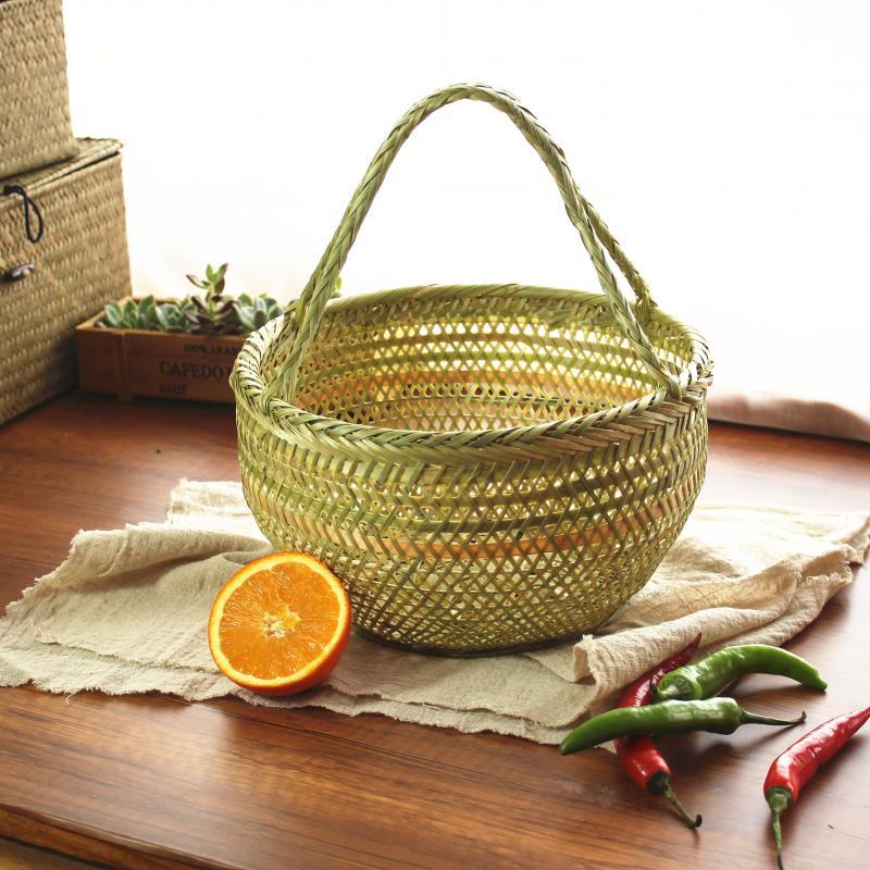 手提竹篮子竹编织手工编织竹篮子鸡蛋篮水果收纳竹筐竹编竹器厂家