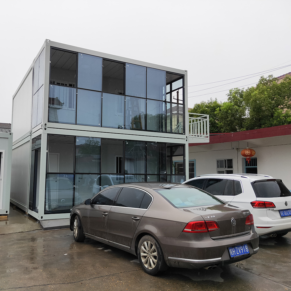 定制轻钢别墅活动房全景玻璃住人集装箱高档工地办公室快拼箱房