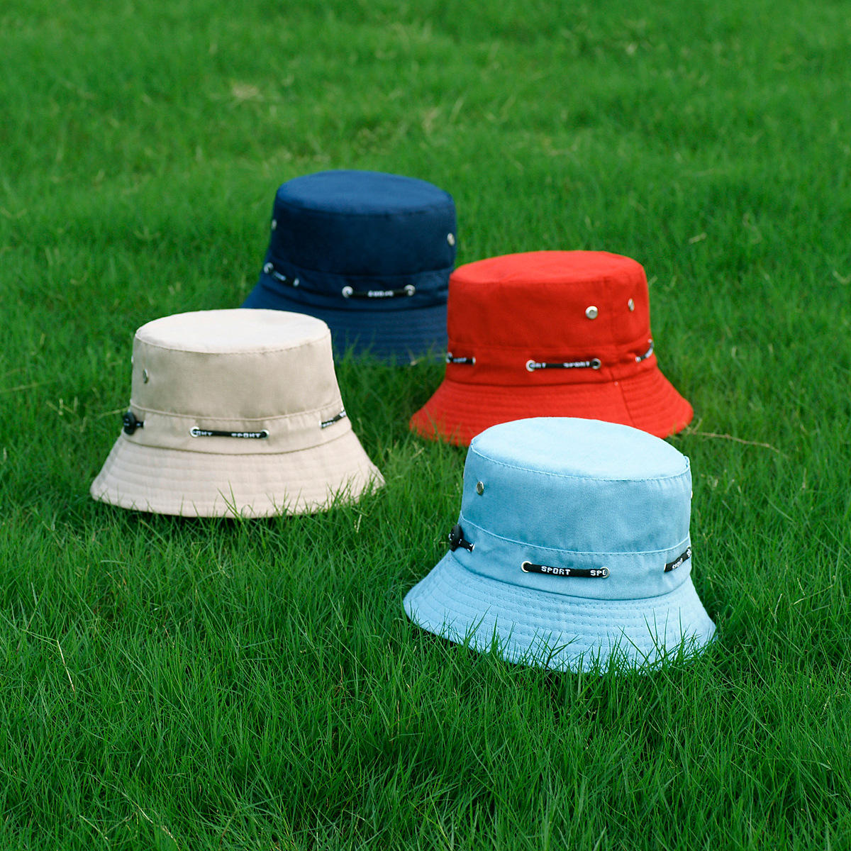 光板单色可调节渔夫帽男女休闲学生遮阳帽旅行社旅游平顶成人帽子