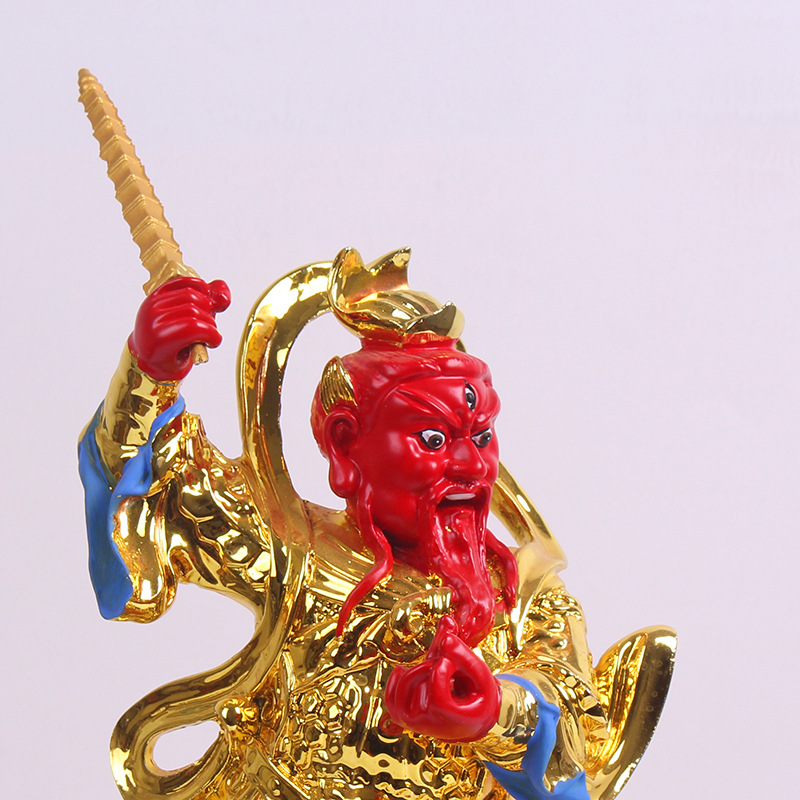 王灵官神像1216英寸树脂家用供奉镀金金身道教护王天君火神像摆件