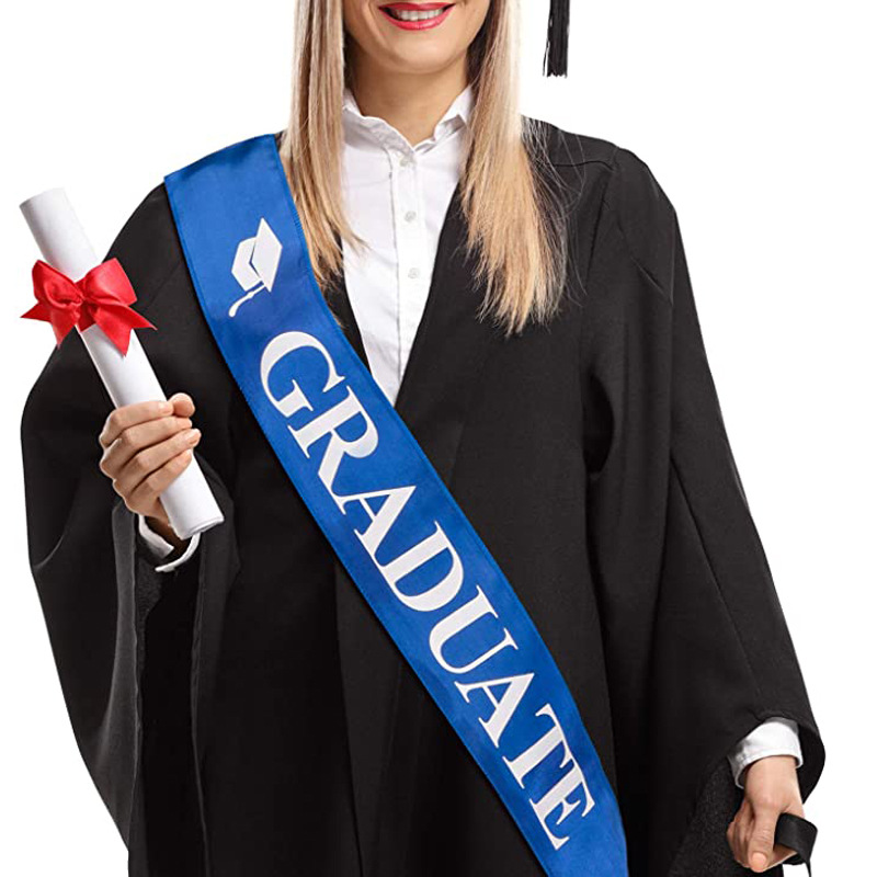 现货毕业派对肩带 双层蓝色布博士帽肩带礼仪带 graduate肩带