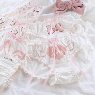 日系蓝白粉白条纹二次元胖次动漫绑带胖次萝莉少女软妹内裤c008-2