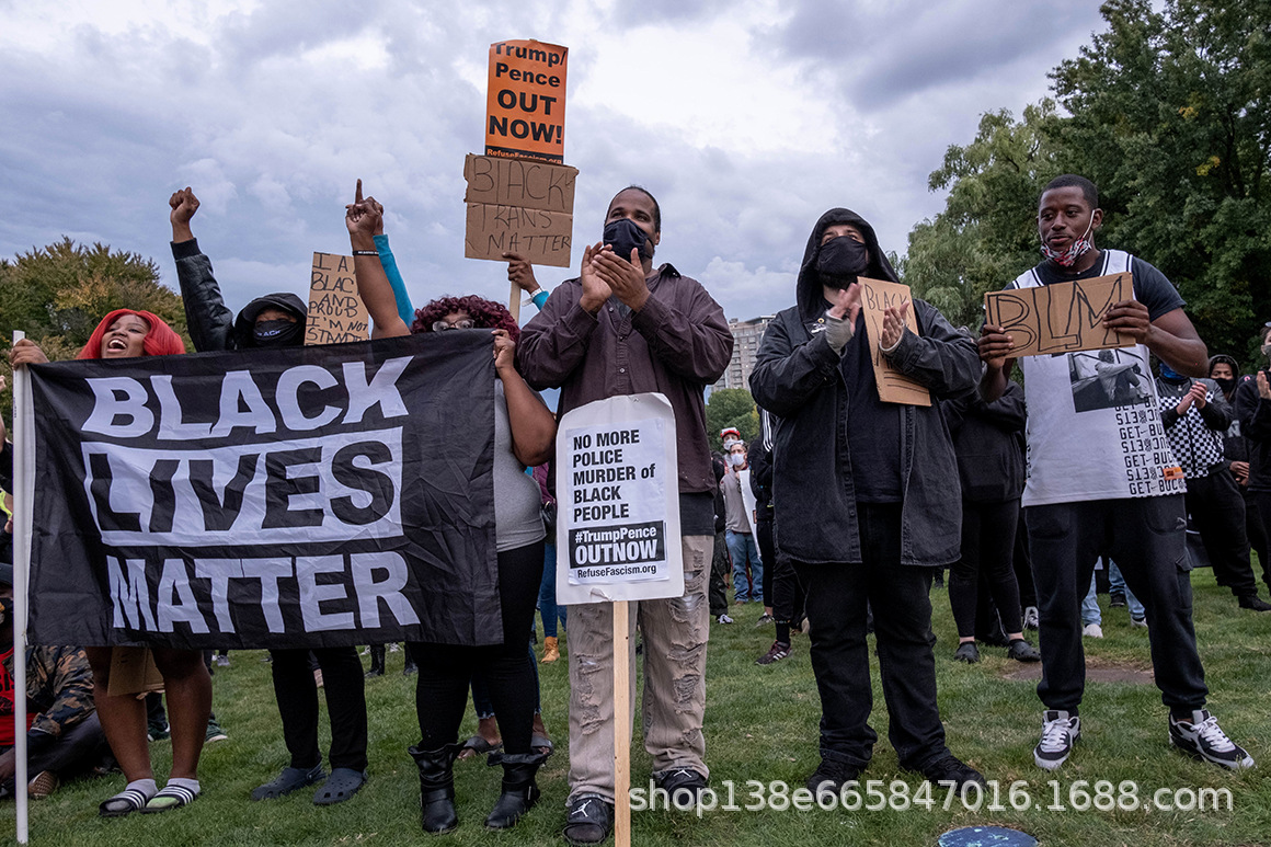 现货美国黑人命贵反歧视人种横幅游行集会抗议示威运动旗帜定制