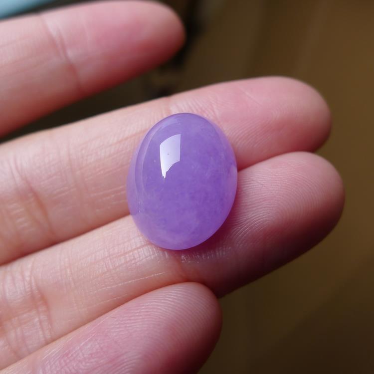 老坑紫罗兰翡翠色蛋面戒面冰糯种翡翠