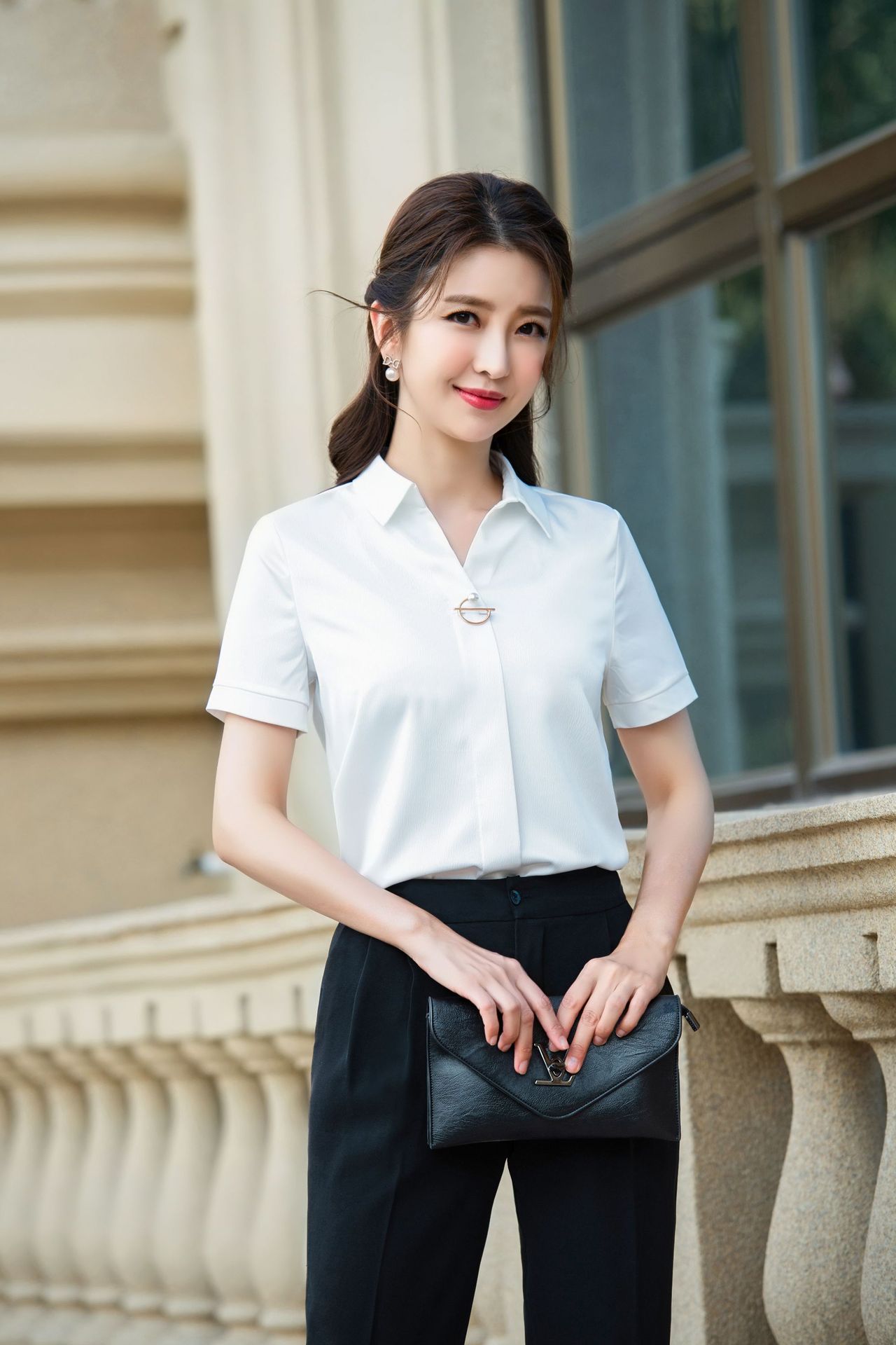 套头锻贡料职业装短袖经理业务员女衬衫绣logo批发2020年春衬衫女