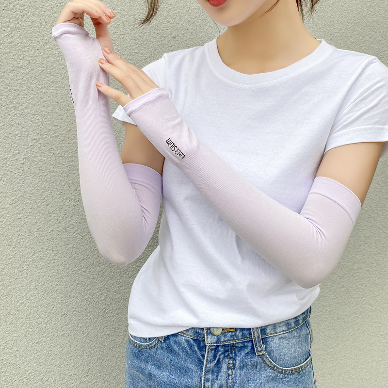 夏季纯色冰丝袖子男女通用 防紫外线户外运动透气冰丝袖护批发