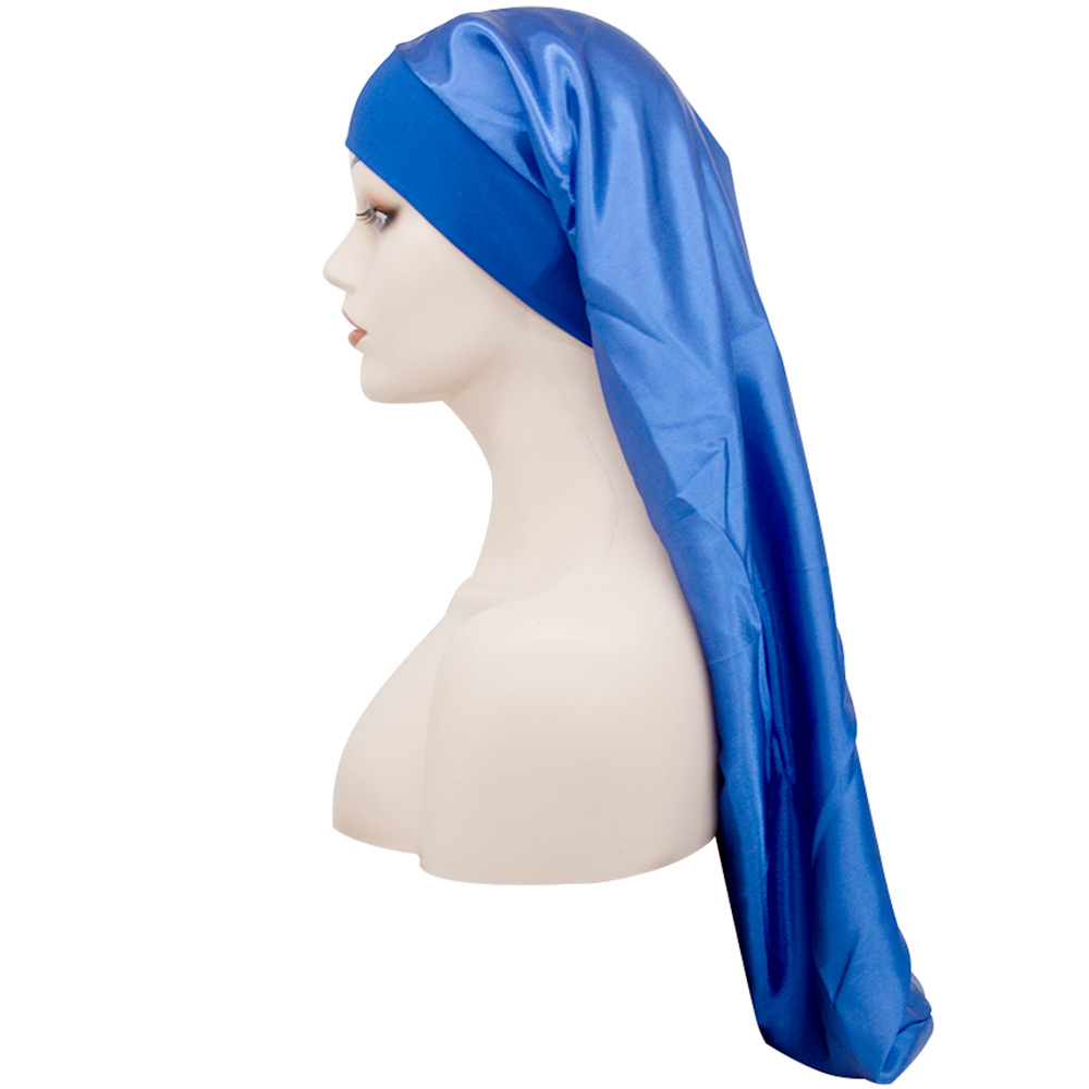 Amazon Hot Selling in Stock High Elastic Wide-Brimmed Satin Nightcap Ms. Long Hair Hair Care Long Cap One Piece Dropshipping