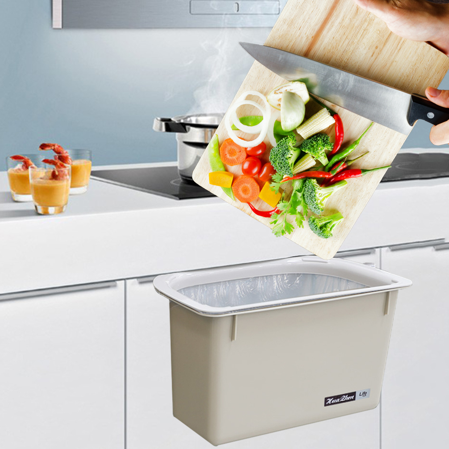 壁挂式厨房垃圾桶家用收纳垃圾桶大号橱柜门悬挂无盖塑料杂物桶