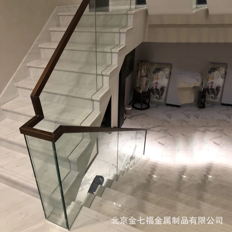 厂家直供别墅酒店会所无框玻璃楼梯护栏室内极简轻奢风格玻璃栏杆