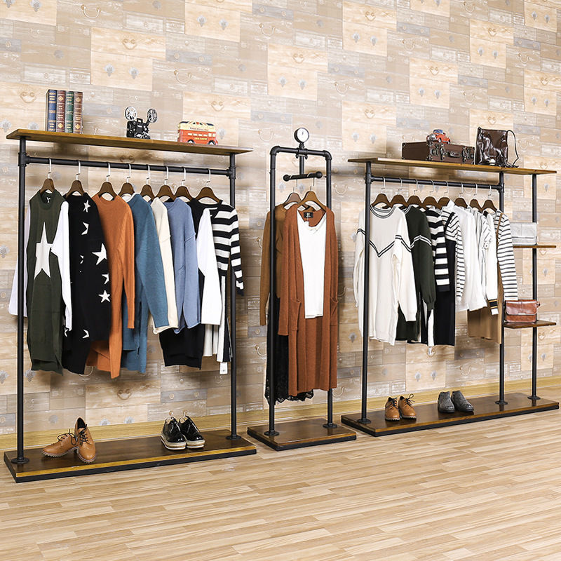 复古服装店展示架落地式男女装店货架童装店挂衣服架子衣帽陈列架