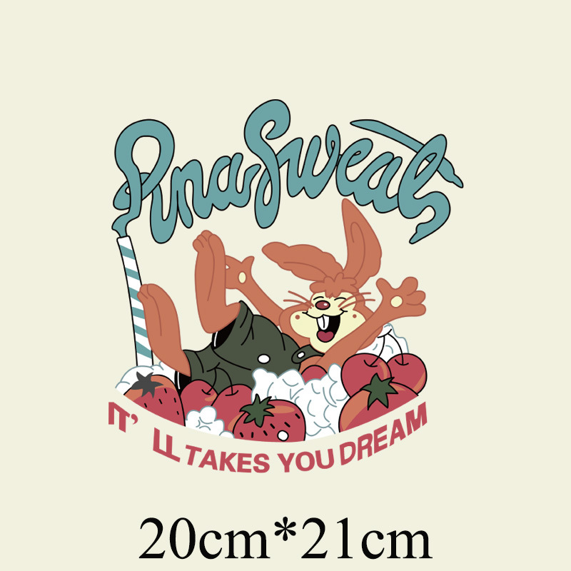 卡通水果小兔子胶印图案热转印胶印柯式烫画印花童装熨烫1634