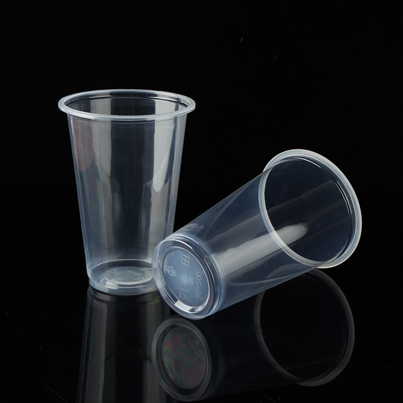 90口径一次性平底500ml透明奶茶杯定制pp吸塑700杯厂家批发定做