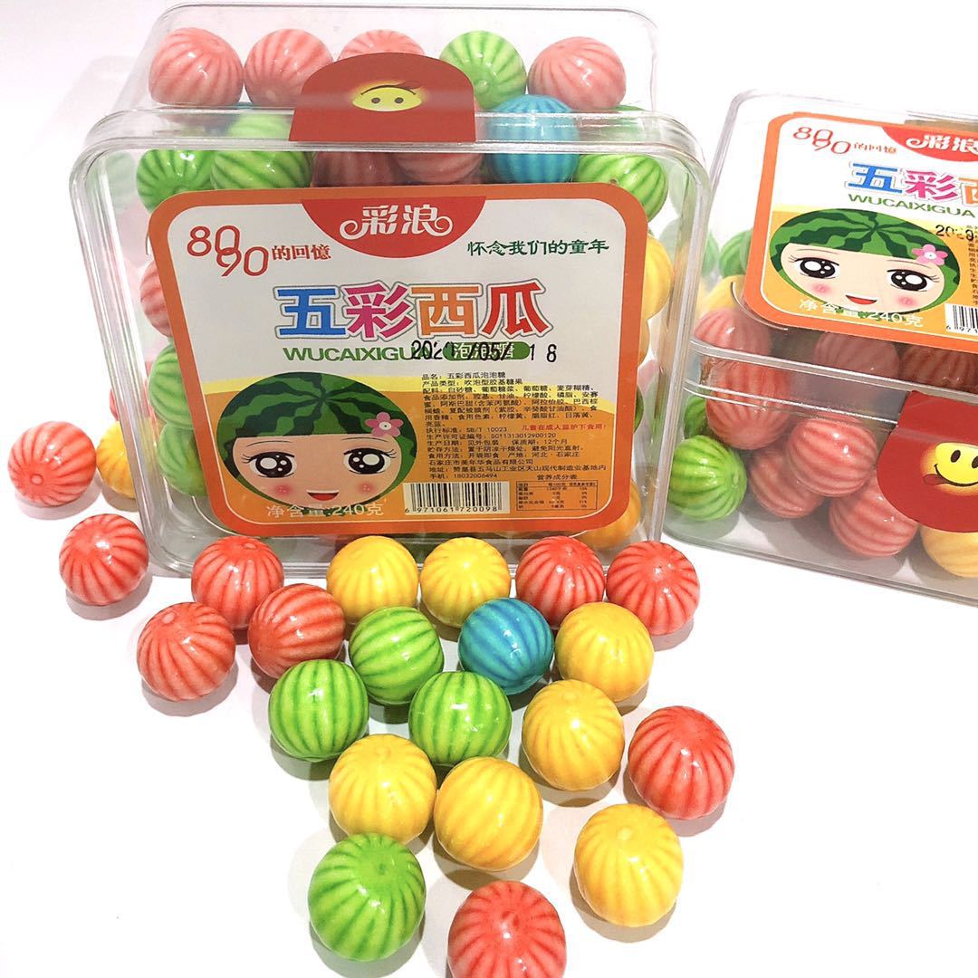 240g彩浪五彩西瓜泡泡糖8090的回忆怀念我们的童年网红零食批发