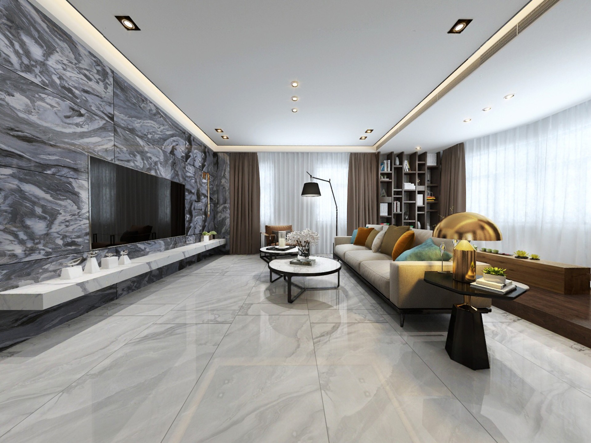 通体大理石瓷砖750x1500大板深灰地砖现代别墅客厅防滑耐磨地板砖