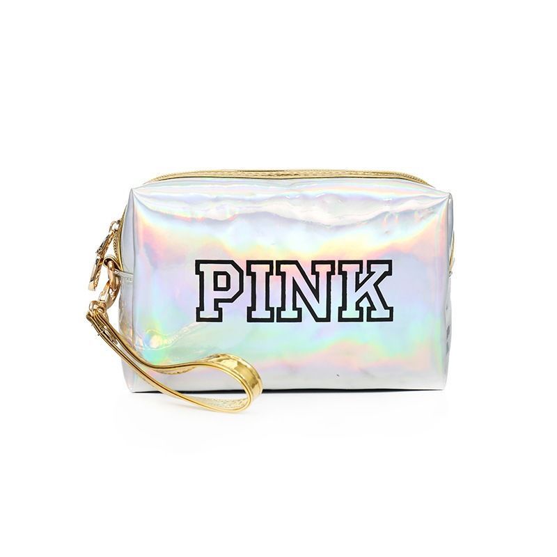 Cross-Border Hot Waterproof Pu Laser Pink Cosmetic Bag Custom Logo Korean Style Women's Portable and Versatile Storage Bag