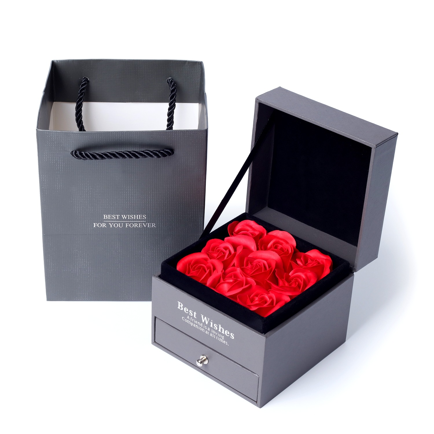 首饰礼盒创意高档项链耳钉手链盒七夕情人节礼物盒永生香皂玫瑰花