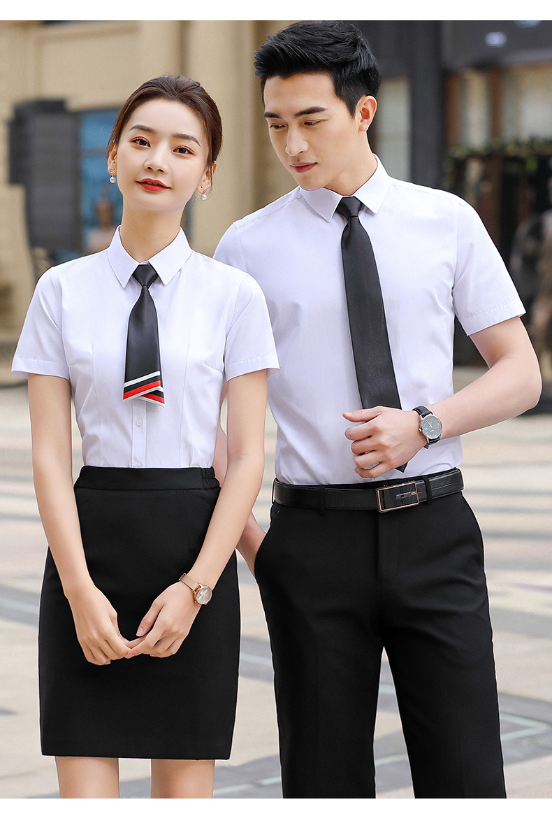 职业衬衫女2020夏季短袖商务房地产销售男女同款4s店衬衣定制logo