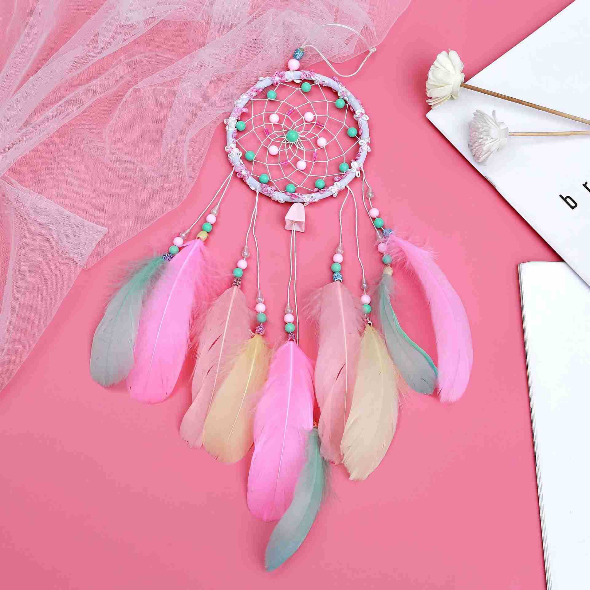 少女心捕梦网挂饰 手工风铃 小清新挂件 创意房间装饰 生日礼物