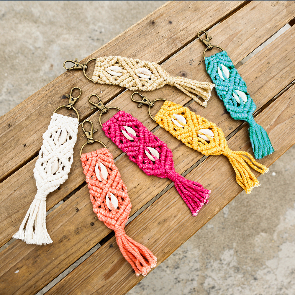 绳编绳结手工饰品挂饰棉绳编织贝壳海洋风波西米亚流苏包包挂件女