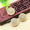 manual diy Jewelry Ethnic style Boxwood Two-sided carving Goes back Accessories Set Turquoise manual diy Jewelry Ethnic style Boxwood Two-sided carving Goes back Accessories Set Turquoise