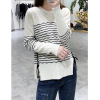 Leno stripe Goat Fleece T-shirts Pullover Side straps Split ends sweater Autumn and winter On behalf of Leno stripe Goat Fleece T-shirts Pullover Side straps Split ends sweater Autumn and winter On behalf of