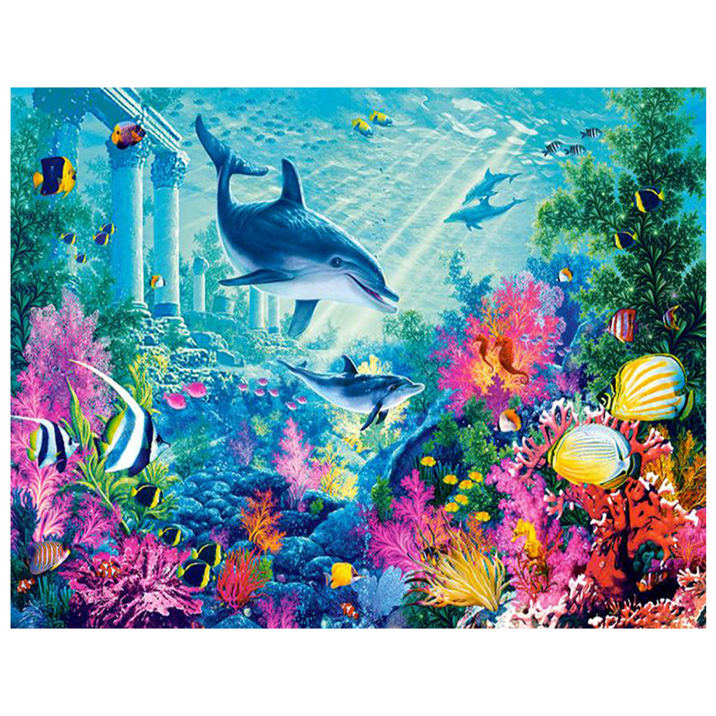 5d钻石画海底世界方钻满钻鱼diy十字绣钻石装饰画40*50cm现货出售