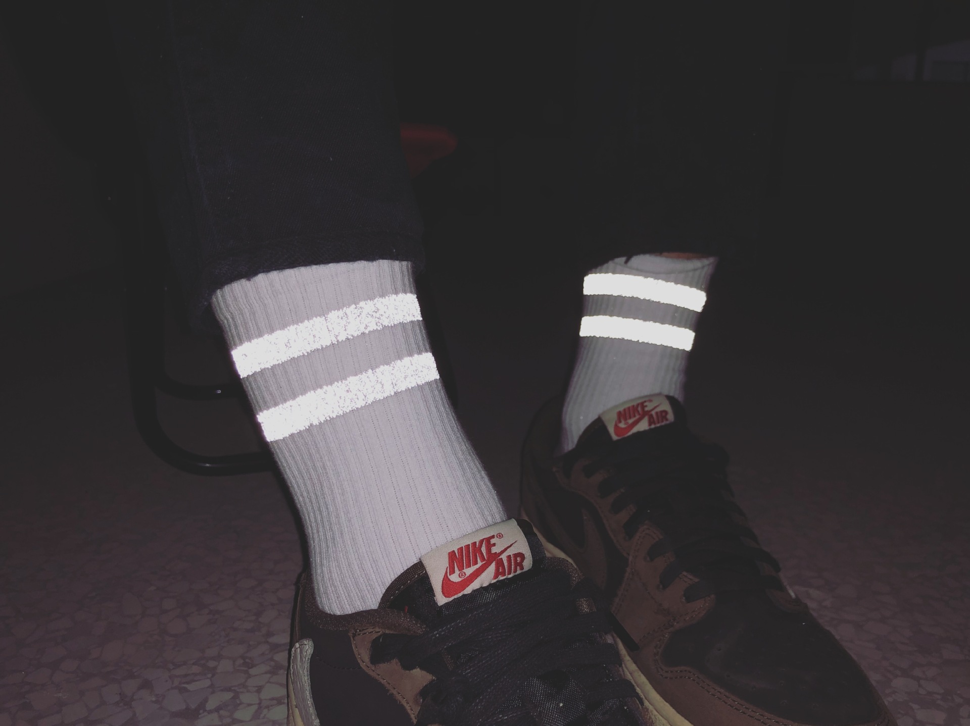 条纹长腿袜子女ins潮街头反光中筒袜夏季薄款纯棉男运动黑色滑板