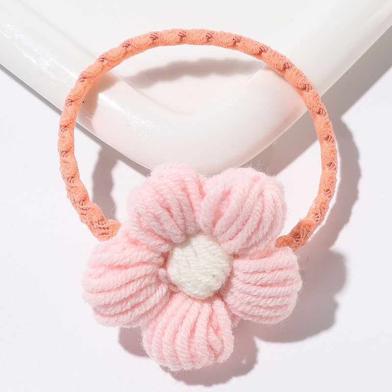 泫雅风头绳毛线花朵编织发圈小清新ins头绳扎马尾丸子头皮筋发饰