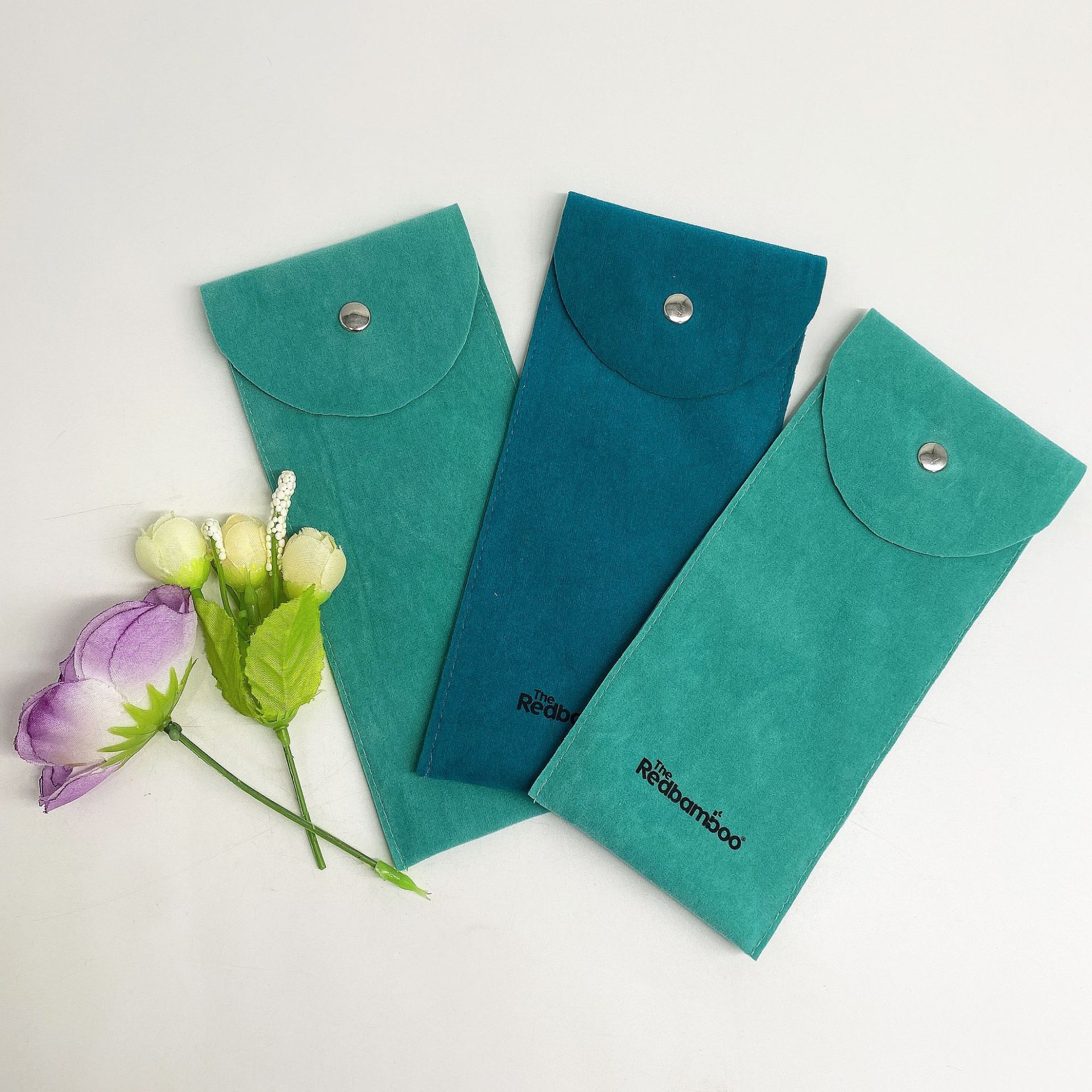 厂家定制双面鹿皮绒翻盖按扣袋 手链饰品化妆品收纳包装植绒布袋