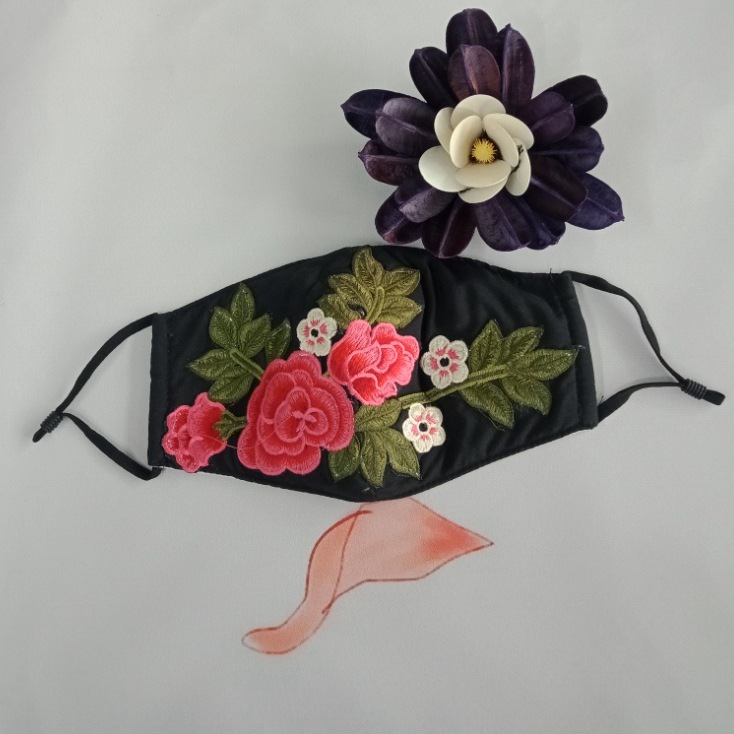 民族风绣花口罩防晒春夏季骑行防风挂耳式口罩女透气防花粉防气味