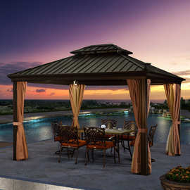 紫叶户外凉亭庭院实木花园休闲简易遮阳棚帐篷别墅庭院防腐木亭子