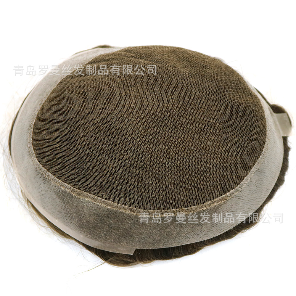 假发跨境男士欧美短发真发假发男士发块蕾丝网底透气