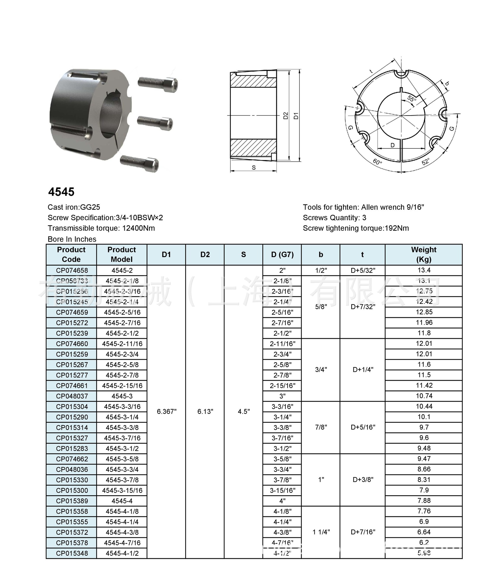 电机皮带轮涨套胀紧套英制4545锥套孔径358inch4545358