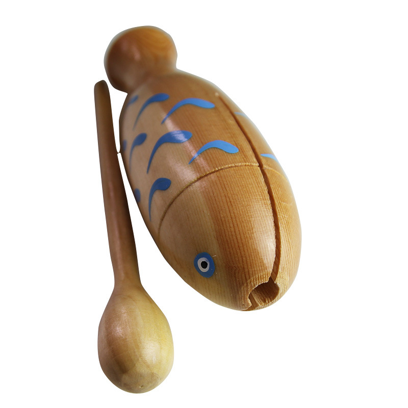 奥尔夫打击乐器木质玩具儿童鱼形木鱼幼儿园音乐早教教具小鱼梆子