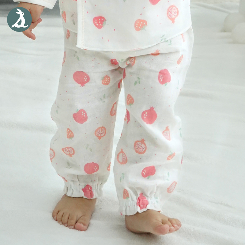 宝宝纯棉纱布防蚊裤男女童纱布中小童小孩灯笼裤薄款长裤春夏裤子