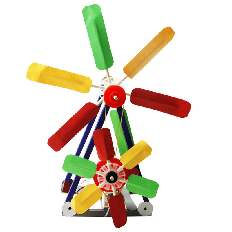 变速风车木制益智玩具拼装材料包手工科技制作科学小发明通用技术