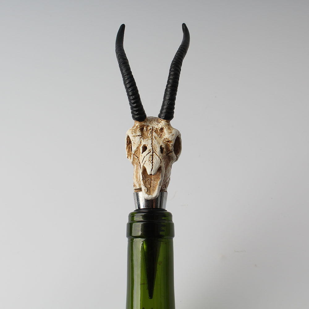 创意立体羚羊角头骨酒塞硅胶圈锌合金红酒瓶塞骷髅保鲜塞吧台酒具