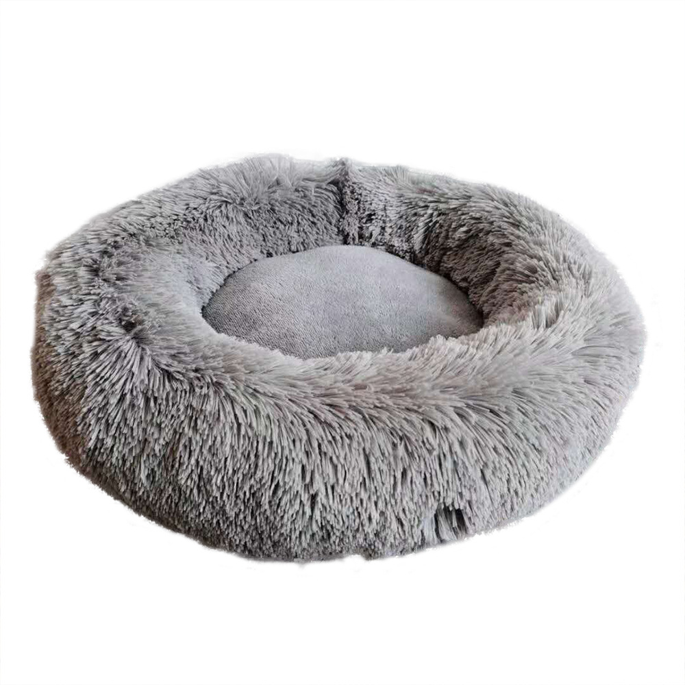 跨境亚马逊狗窝猫窝长毛毛绒款宠物窝泰迪中型犬四季圆形毛窝包邮
