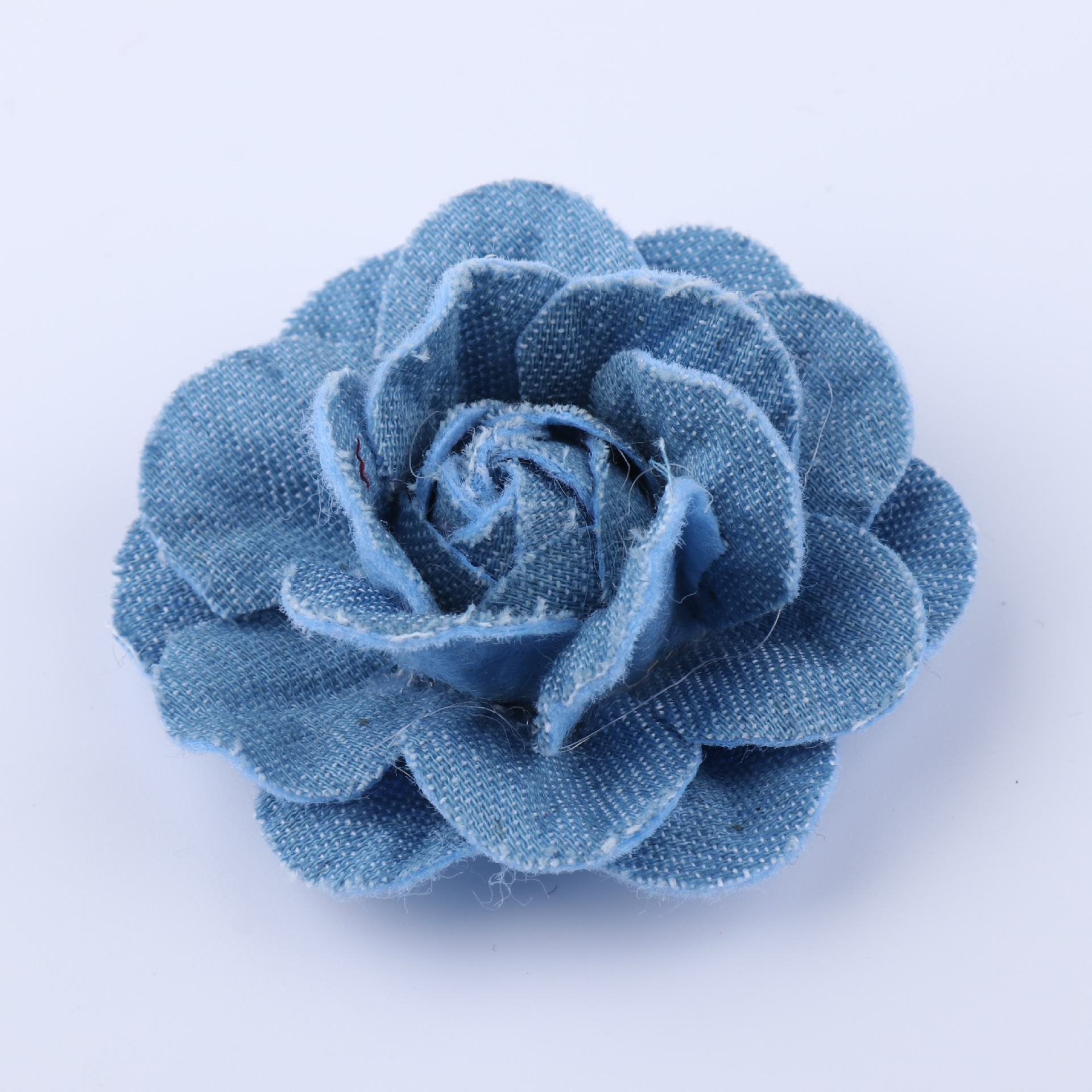 5.50cm布花厂家仿真假花牛仔玫瑰花深色浅色服饰服装装饰布艺花-阿里