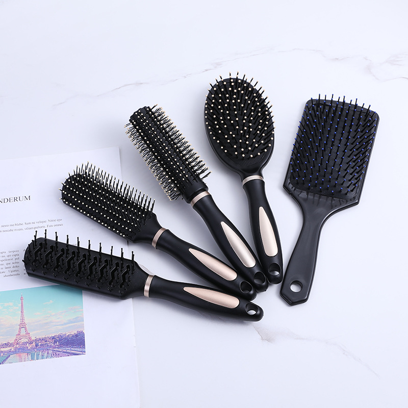 Anti-Static Hair Curling Comb Household Men's and Women's Fashion Hairdressing Comb Massage Comb Vent Comb Cute Inner Buckle Shape Rolling Comb