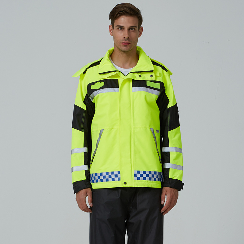 多功能反光执勤服防晒衣道路交通工作者反光防晒开衫衣荧光绿