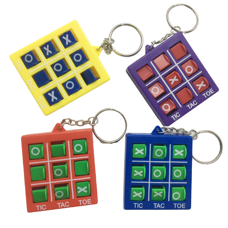 Cross-Border Xo Three-Chess Game Tictactoe Elementary School Student Plastic Chess Keychain Cross Well Game Hub Fork Chess Gift Toy