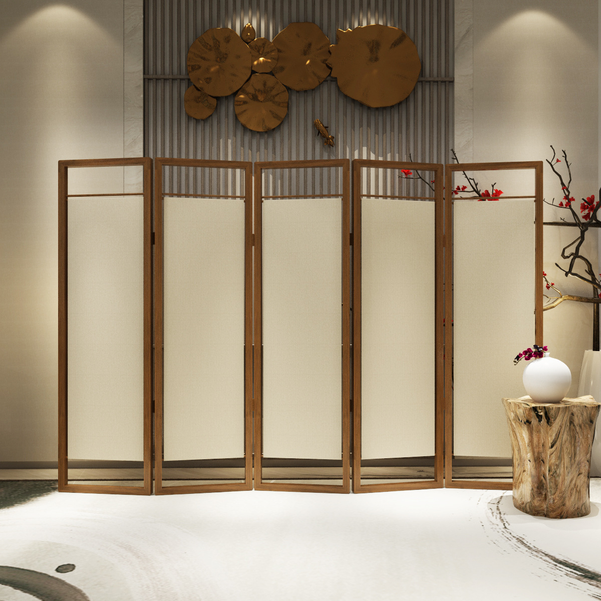 中医馆折叠屏风美容院隔断墙理疗针灸推拿折屏美甲店简易多-报价