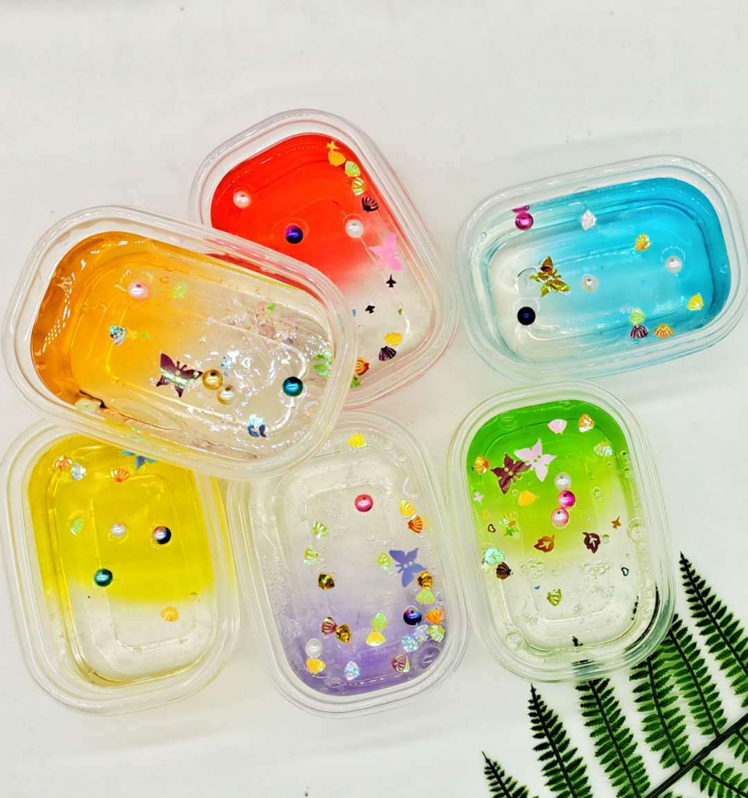 新款双拼起泡胶高透双色水晶泥泰透彩泥史莱姆地摊炫彩玻璃泥批发
