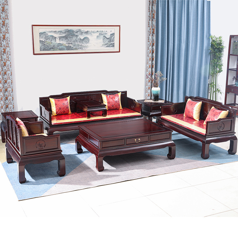 非洲酸枝木现代简约沙发新中式红木客厅家具组合中式实木沙发